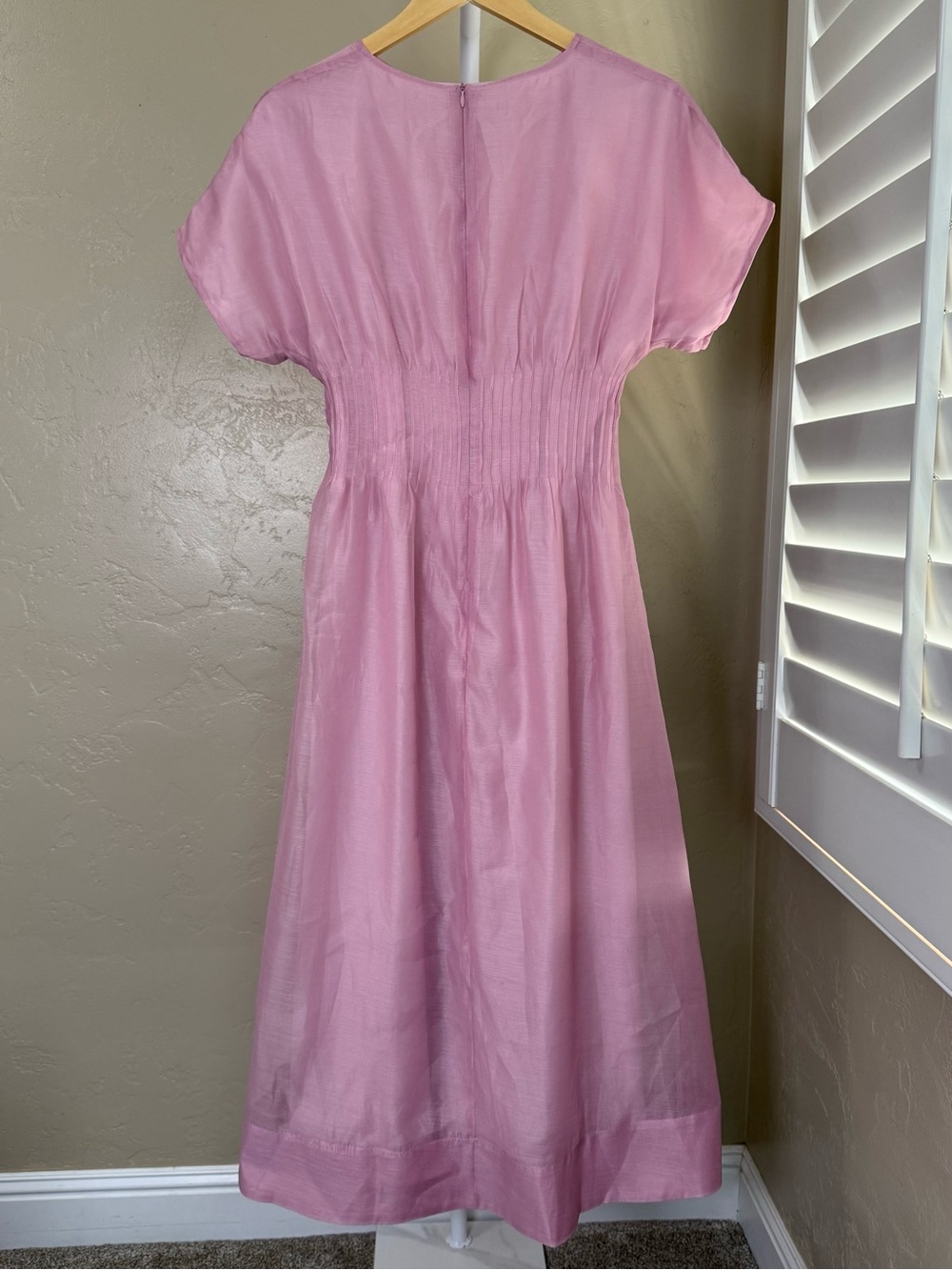 Commense Blush Pink Smocked-Waist Midi Dress - Picture 8 of 12